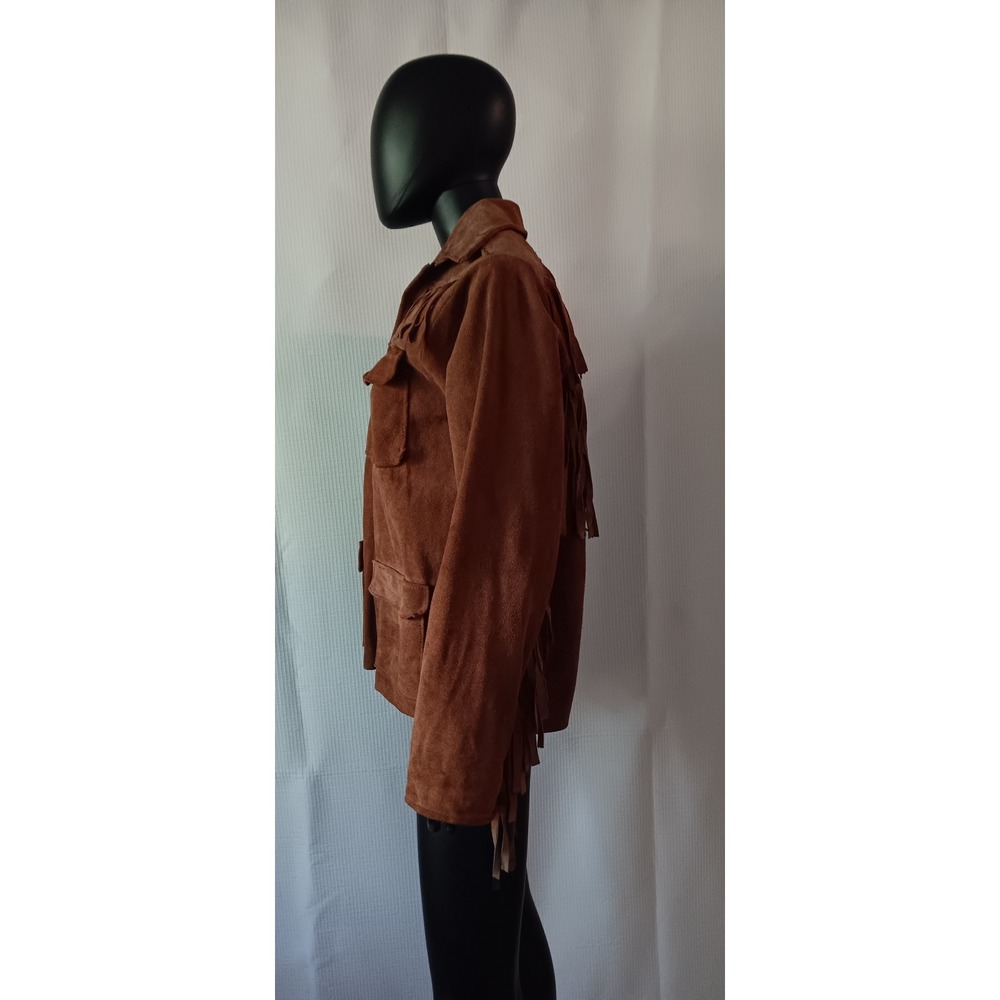 Handmade Western Tan Suede Leather Fringe Jacket Country Rodeo Cowboy Style - Picture 5 of 5
